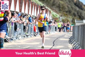 Nathan Mearns finishing the Bournemouth Bay Half Marathon
