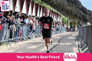 Riley Austin finishing the Bournemouth Bay 10k