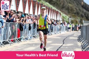 Rob McTaggart finishing the Bournemouth Bay Half Marathon