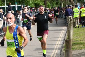 Sanjai Sharma heading toward the finish of the Fleet Half Marathon