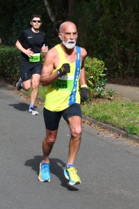 Sanjai Sharma making his way down the road in the Fleet Half Marathon