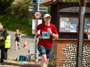 Anna Trehane competing in the Norfolk Marathon