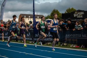 The elite men contesting the first track mile race at the Bannister Miles