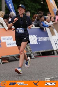 Helen Beddoe nears the end of the ABP Southampton Marathon