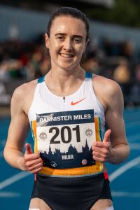 Laura Muir in the elite women's track mile race at the Bannister Miles
