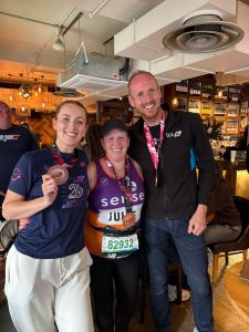 Sophie, Julie and Clint Taylor after the London Marathon