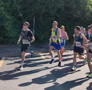 Stu Nicholas batting it out in the North Dorset Village Marathon