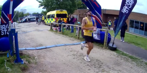 Luke Martin going over the line in the Alton 10