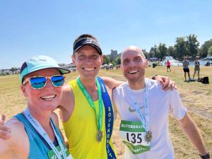 Anna, Stu and Simon Webster after the Beat the Boat 10k