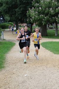 Riley Austin battling it out at the front of the race
