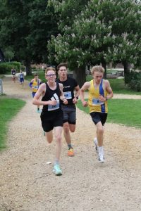 Riley Austin battling it out for the lead in Race 3 of the Upton Summer Series