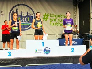 The top three women on the podium at the Standard Chartered Great City Race