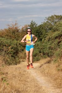 Kitty Cook on the trail in the Sunflower Stride