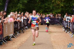 Bryn Smith on the finishing straight of the Newark Half Marathon