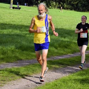 Geoff Newton running in the England Masters Cross Country Championships