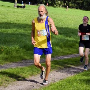 Geoff Newton running in the England Masters Cross Country Championships