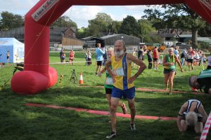 Geoff Newton finishes the England Masters Cross Country Championships