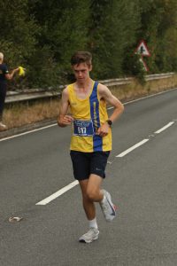 Jack Barwick heading down the road in the Totton 10k