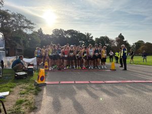 The runners gather on the start line for the Round the Lakes 10k